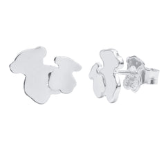 Arete Broquel Inspirado 2 Osos 1.1  Liso Plata .925