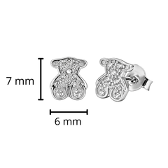 Arete Broquel Inspirado Osos 1.1 con Micro Circonias Plata .925