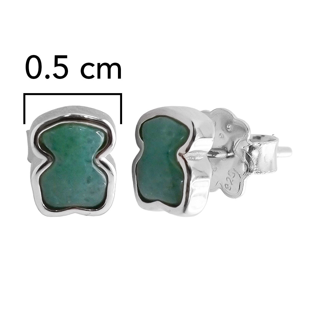 Broquel Inspirado Osos 1.1 con Piedra Amazonita lisa Plata .925 con Rodio