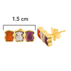Broquel Inspirado Triple Osos 1.1 con Piedras Naturales, Ágata y Madre Perla Plata .925 con Baño de Oro 18k