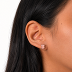 Broquel Inspirado Osos 1.1 Cuarzo Rosa Facetado Plata .925 con Baño de Oro 18 K