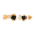 Broquel Inspirado Osos 1.1 Onix, Perla Plata .925 con Baño de Oro 18k