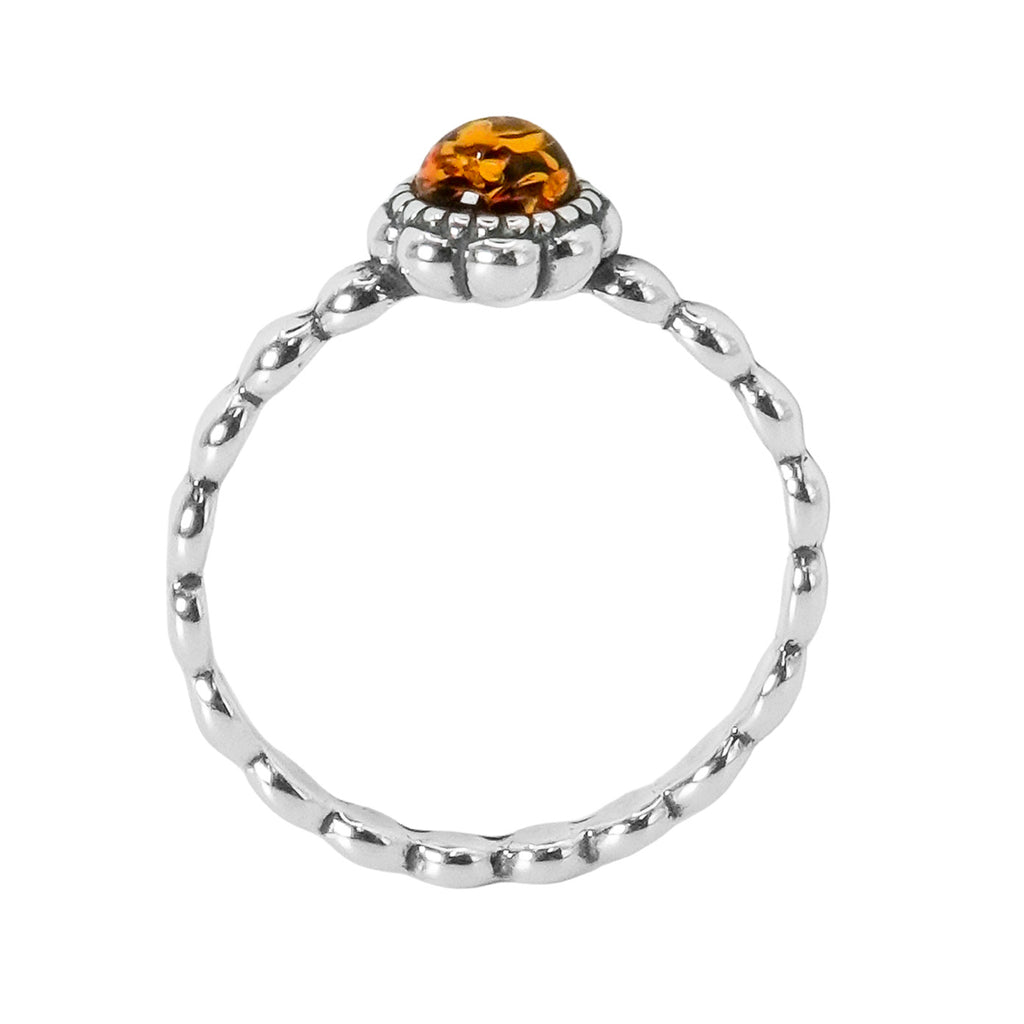 Anillo Circulo Bemillas Lisa Ámbar Polaco Plata .925