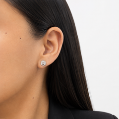Arete Broquel Inspirado Cartier 1:1 Amor Plata .925 con Baño de Rodio
