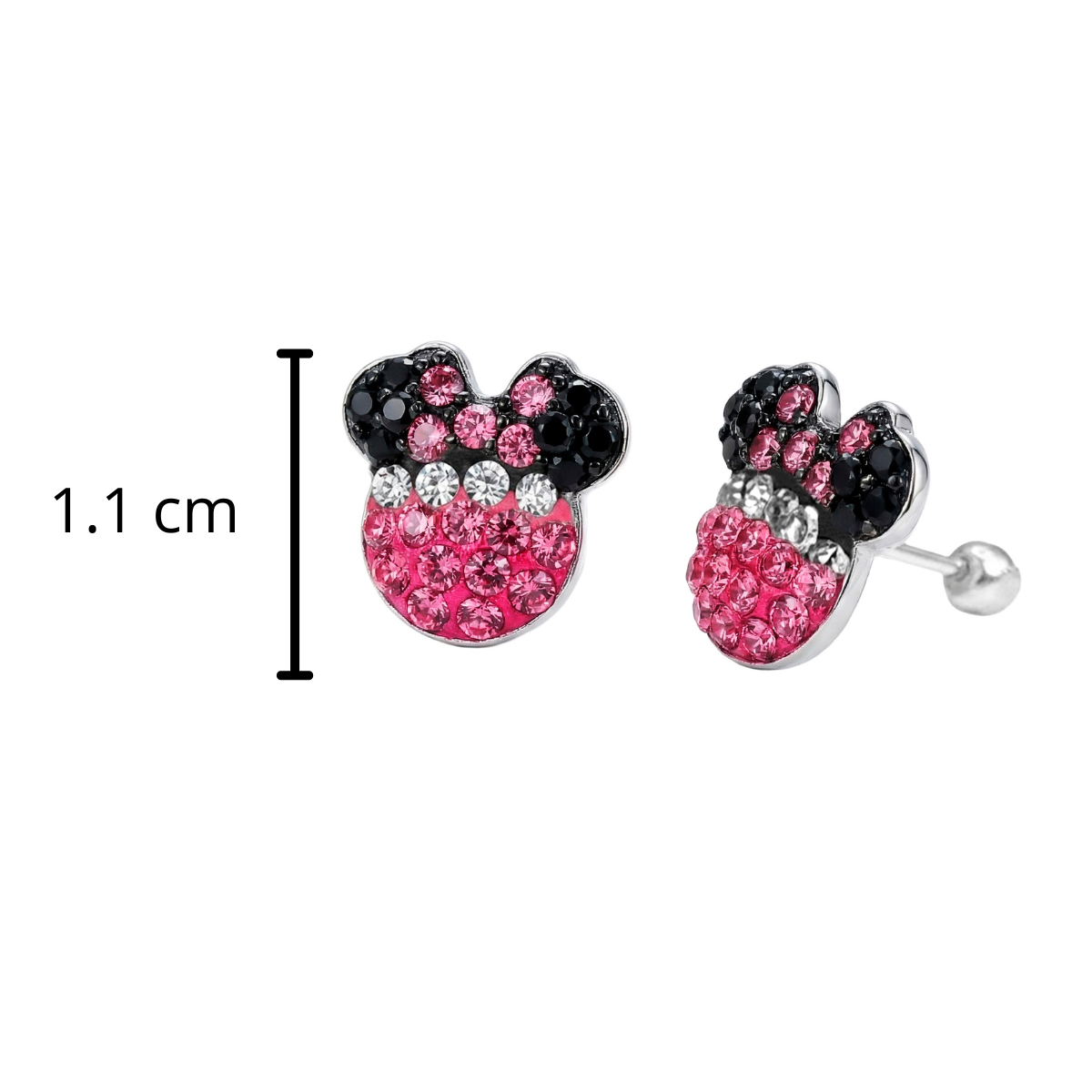Arete Broquel Minnie con Cristales Plata .925