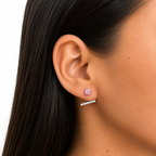 Arete Broquel Telefono con Doble Uso Circonias Plata .925