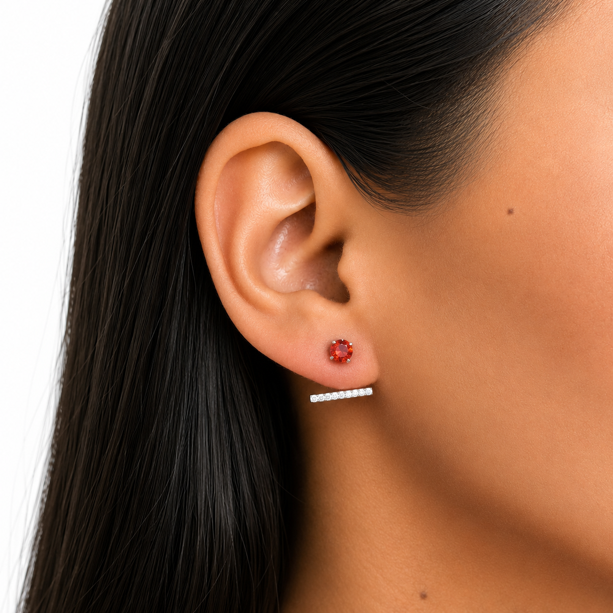 Arete Broquel Telefono con Doble Uso Circonias Plata .925