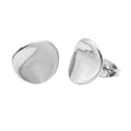 Arete Broquel Liso Círculo Grande Ondulado Hecho a Mano Plata .925