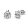 Arete Broquel Catarina con Micro Circonias Plata .925 con Baño de Rodio