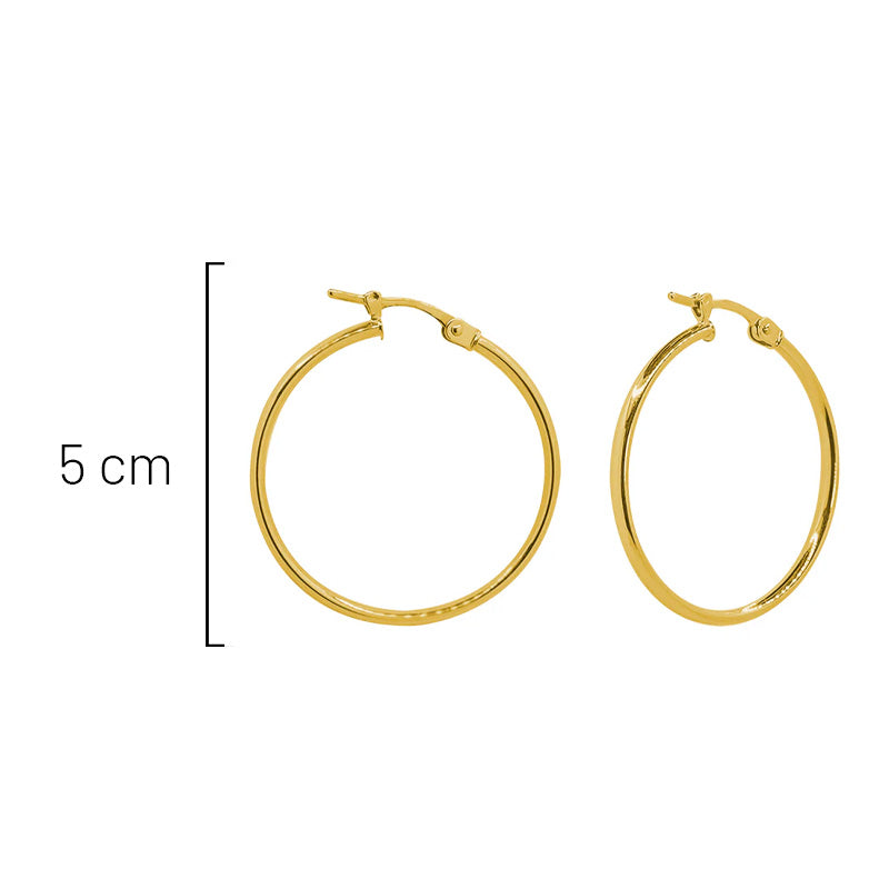 Arracada de Tubo Liso 5cm Oro 10K