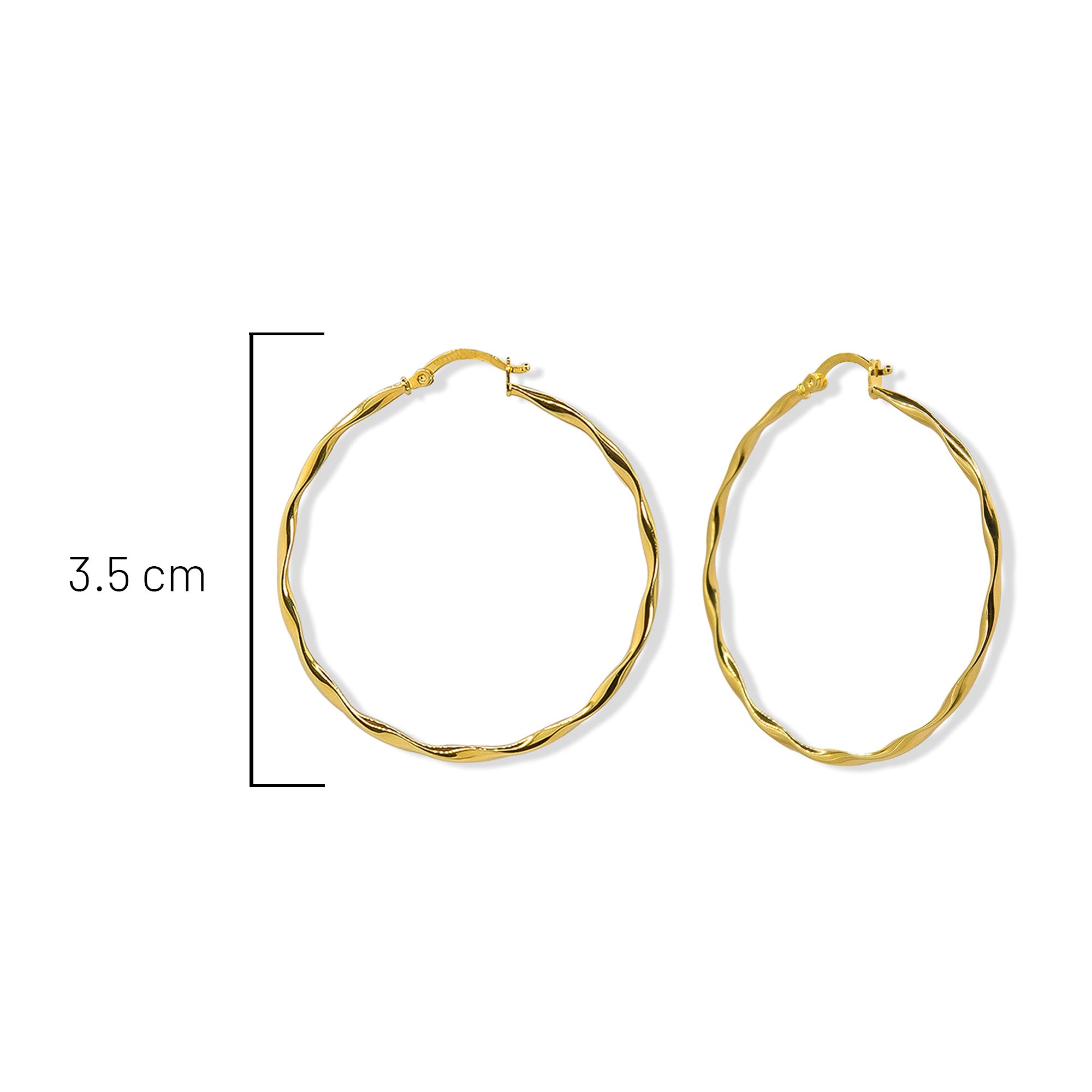 Arracada Ondulada Lisa 3.5cm Oro 10K
