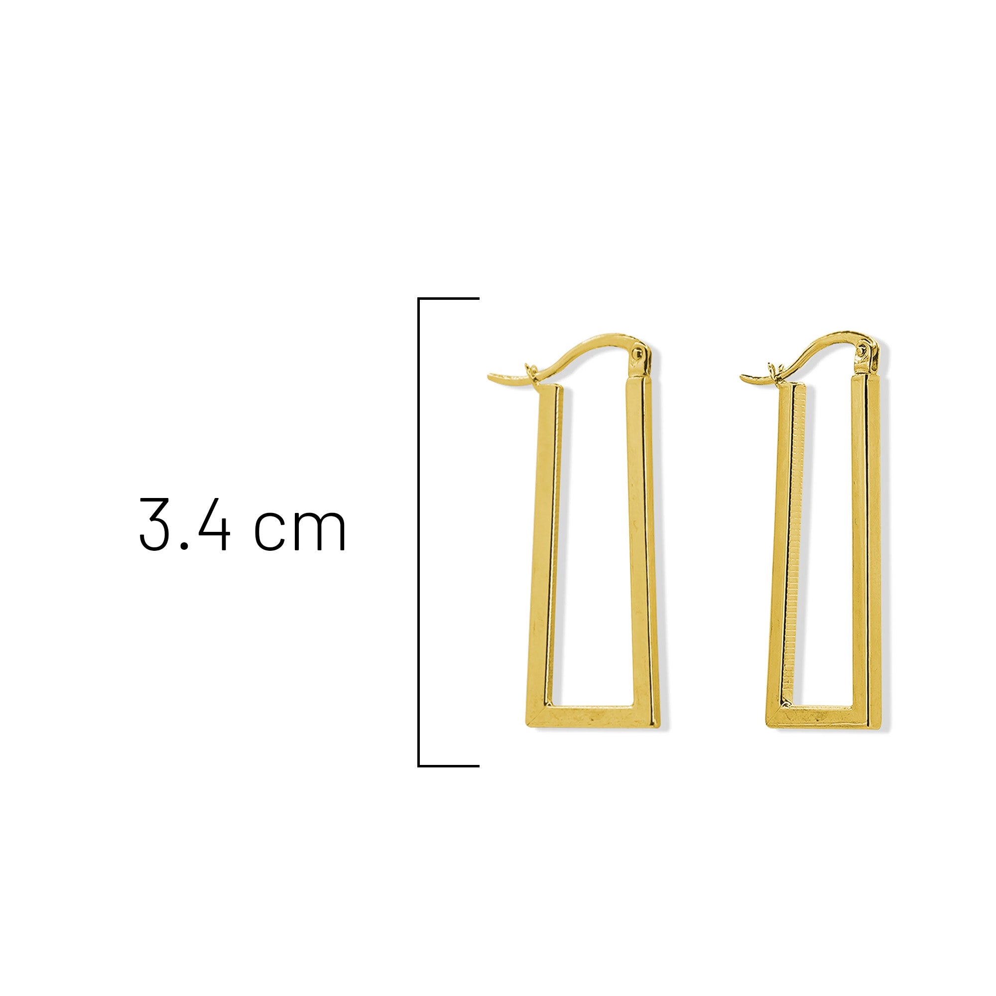 Arracada Rectangular Lisa 3.4cm Oro 10K