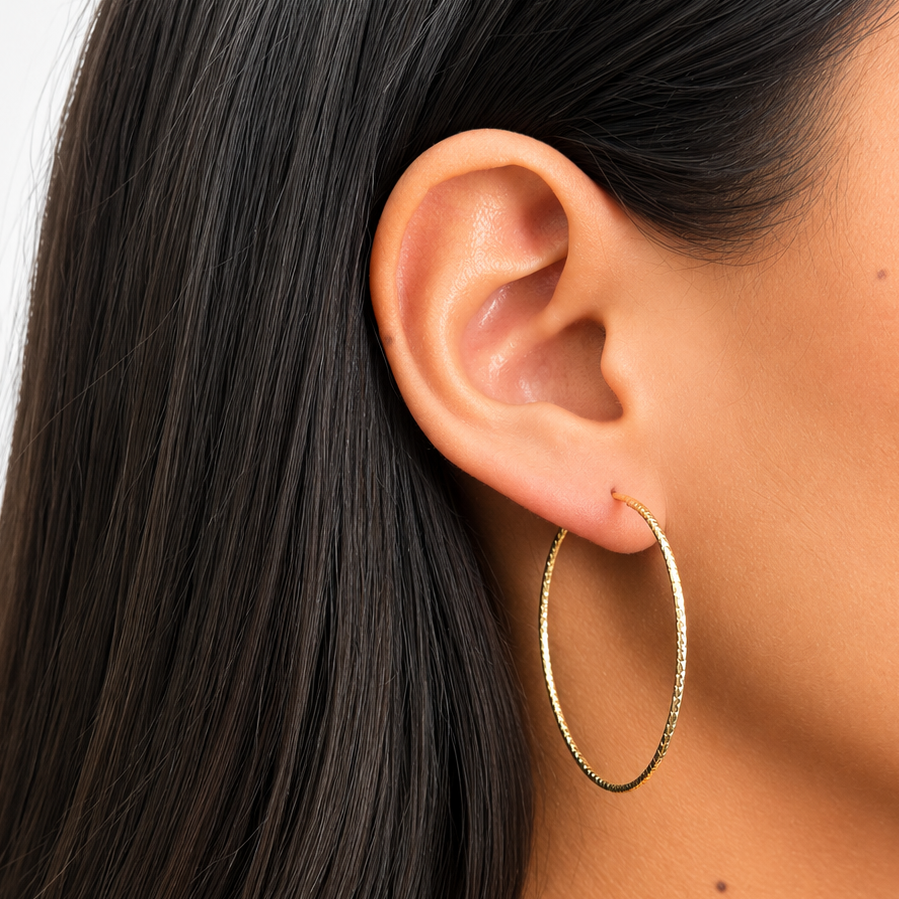 Arracada Diamantada de 4.3cm Oro 10K