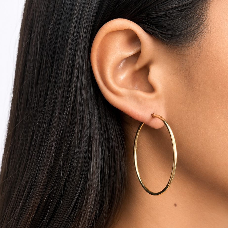Arracada de Tubo Liso 5cm Oro 10K