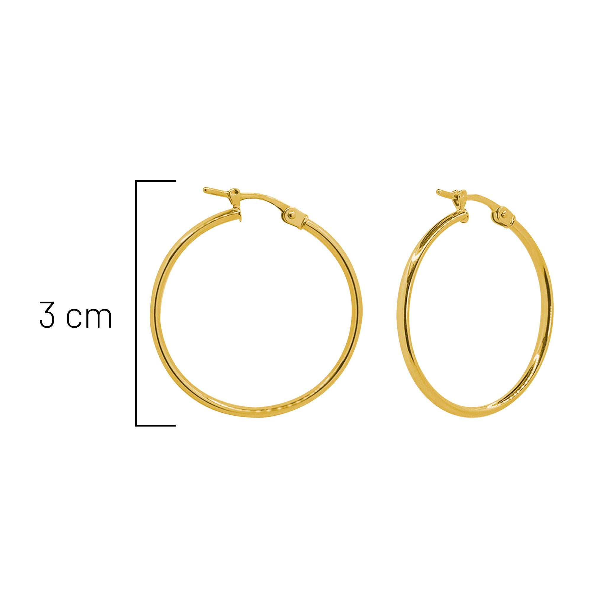Arracada de Tubo Liso 3cm Oro 10K