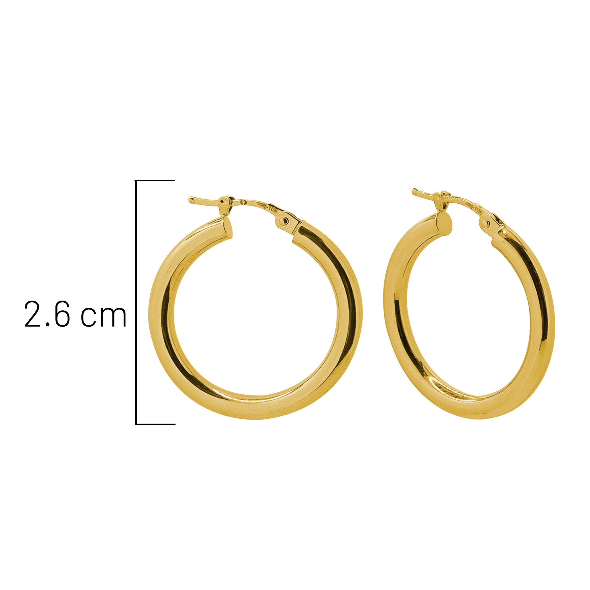 Arracada de Tubo Liso 2.6cm Oro 10K