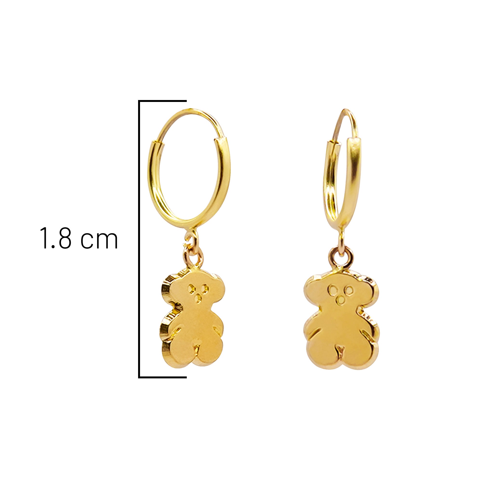 Arracada Inspirada Osito 1.8cm Oro 10K