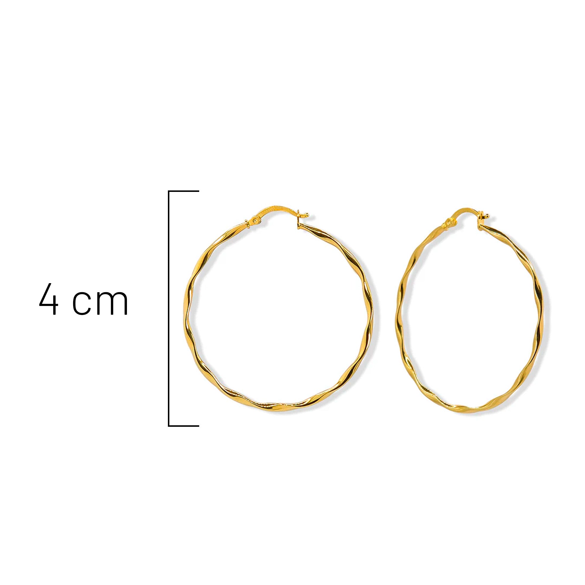 Arracada Ondulada Lisa 4cm Oro 10K