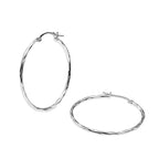 Arracada Tubo Diamantada Delgada de 3cm Plata .925