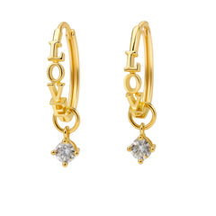 Arracada Love con Circonia Plata de 2.5 .925 con Baño de Oro