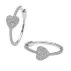 Arracada con Corazon Micro Circonias Broche Tipo Huggie 2.5 cm Plata .925 con Baño de Rodio