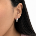 Arracadas de tubo 3 Lineas Lisas Hecha a Mano de 1.6 cm Plata .925
