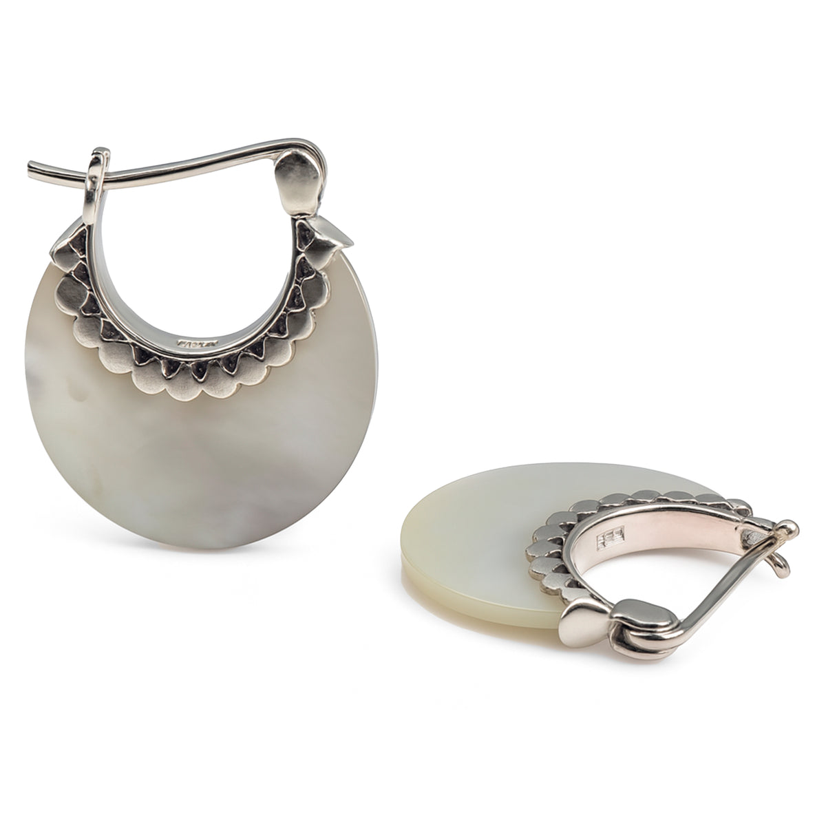 Arracada Media Luna Piedra Natural de 2cm Plata .925