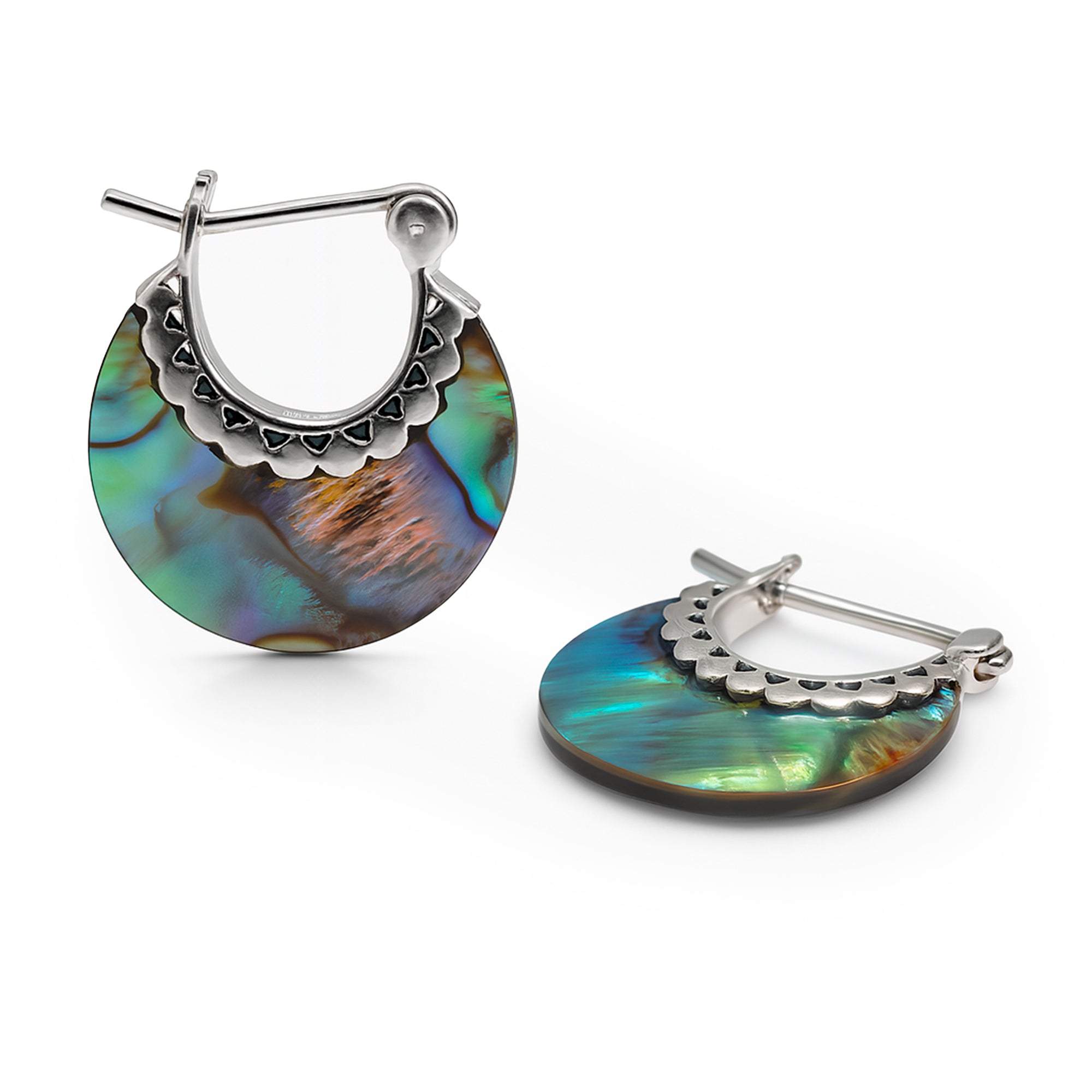 Arracada Media Luna Piedra Natural de 2cm Plata .925