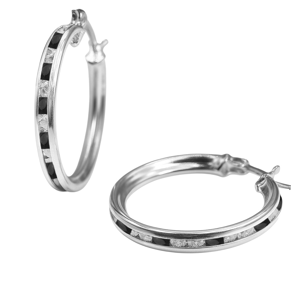 Arracada Canalito 1 Linea de Circonias Plata .925