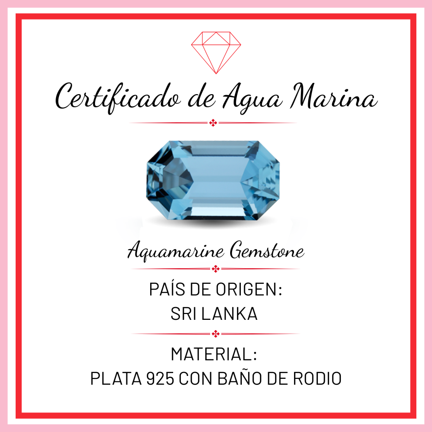 Pulsera Piedras Preciosas Cuadro y Óvalo Aguamarina Azul, Plata .925 con Baño de Rodio. Broche perico 17 cm más extensión a 21 cm