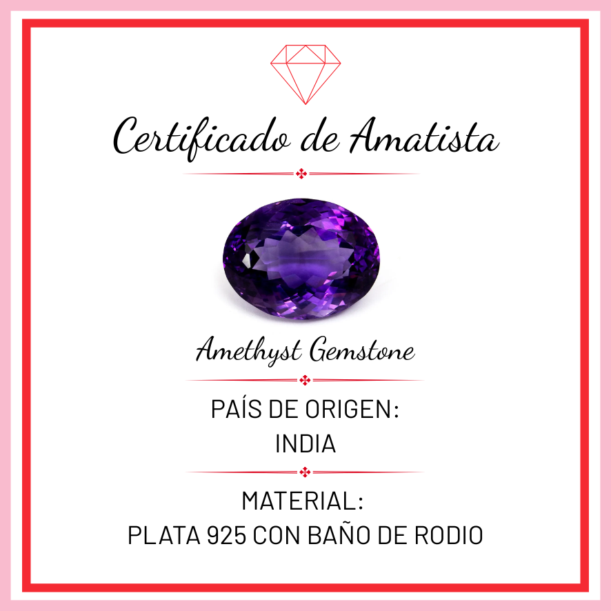 Pulsera Piedra Preciosa Amatista Ovalo con Broche Plata .925 con Baño de Rodio