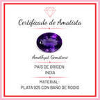Aretes Filigrana Gota Larga 6 cm con Flor de Circonia y Amatista Hecho a Mano Plata .925 Oxidada