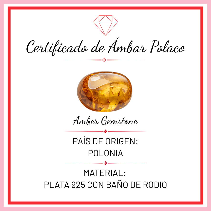 Anillo Ámbar Polaco Redondo Liso Plata .925