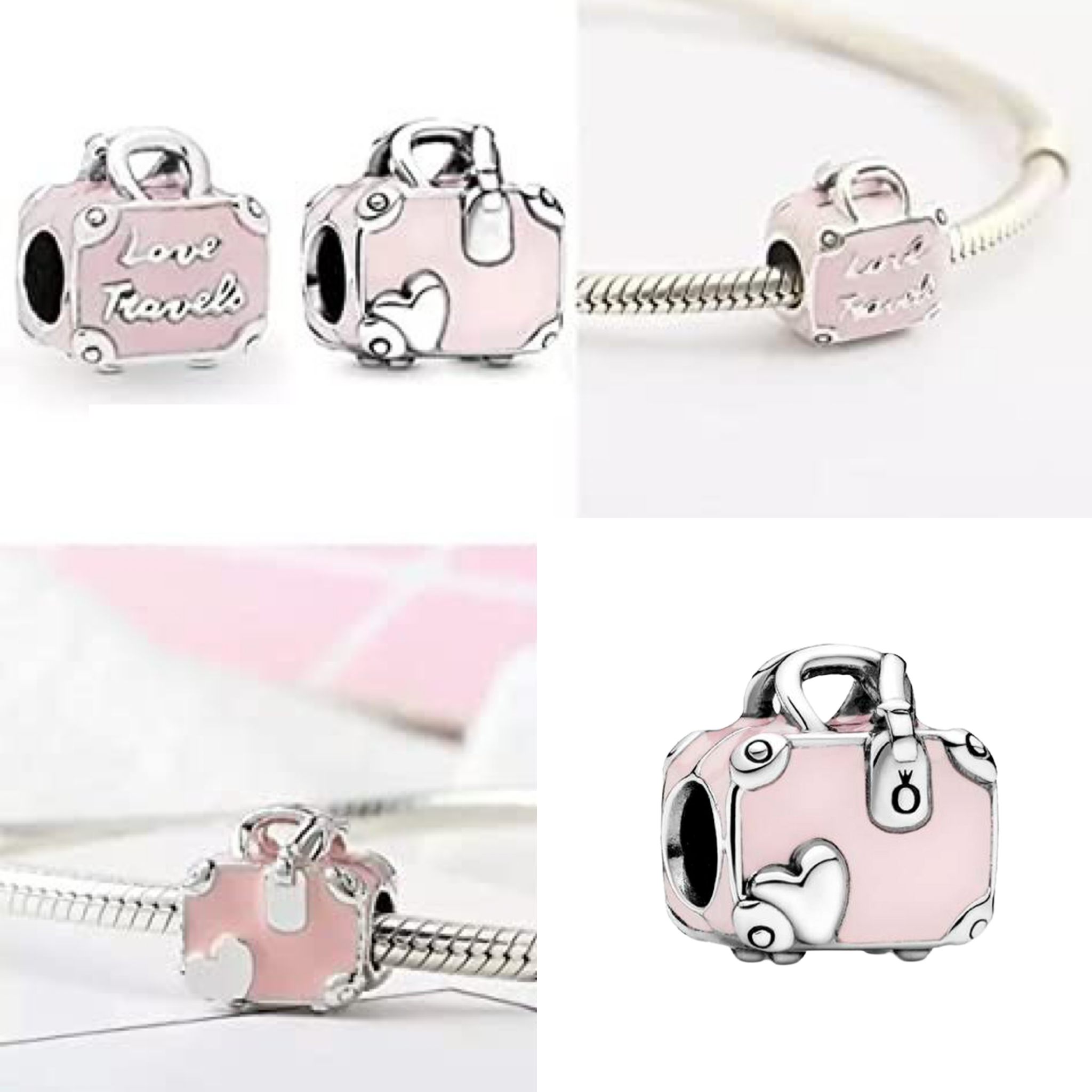 Charm Inspirado Pan 1:1 Maleta Love Travel, Plata .925