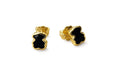 Broquel Inspirado Osos 1-1 Onix Facetado Plata .925 con Baño de Oro 18K