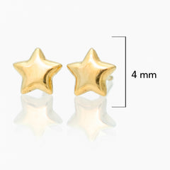 Arete Broquel Estrella Lisa Chica Oro 10K con Bolita