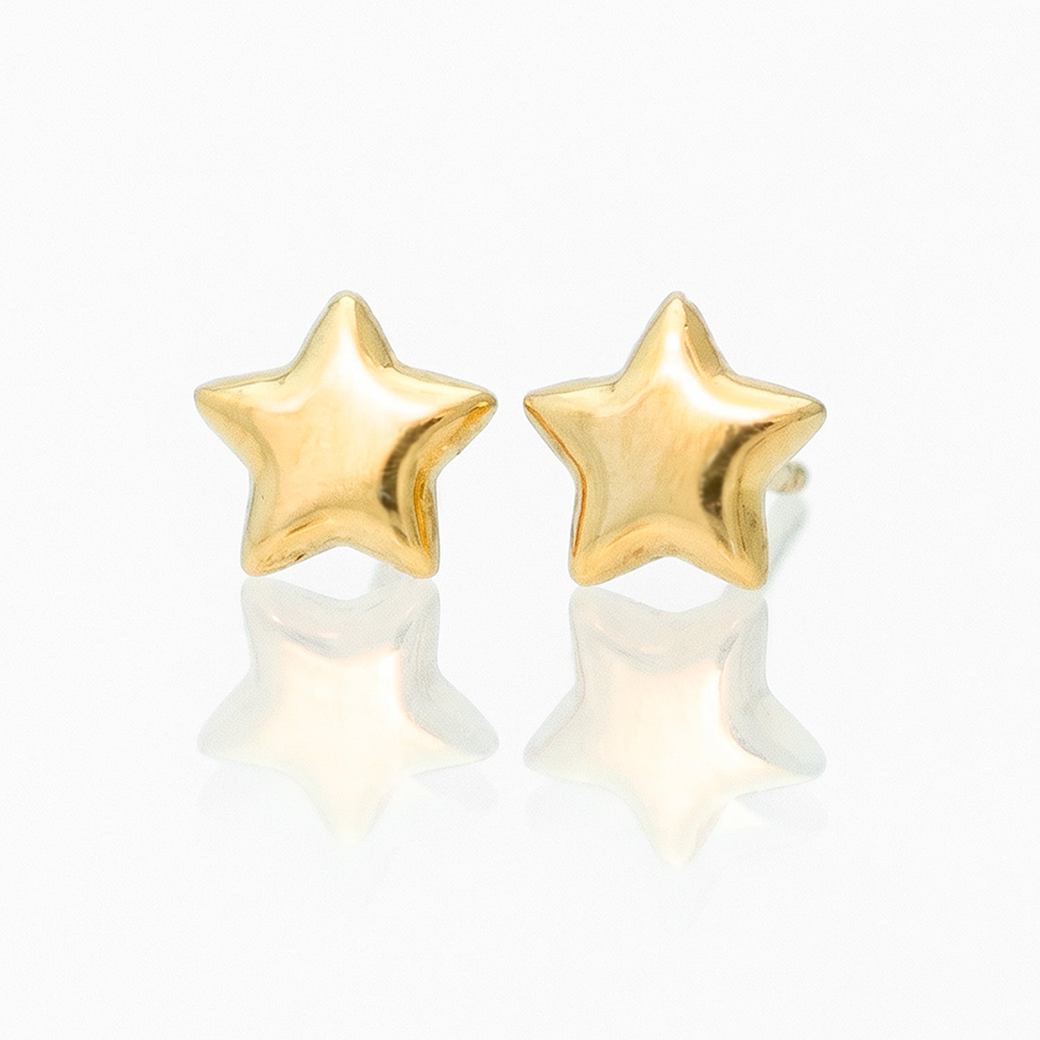 Arete Broquel Estrella Lisa Chica Oro 10K con Bolita