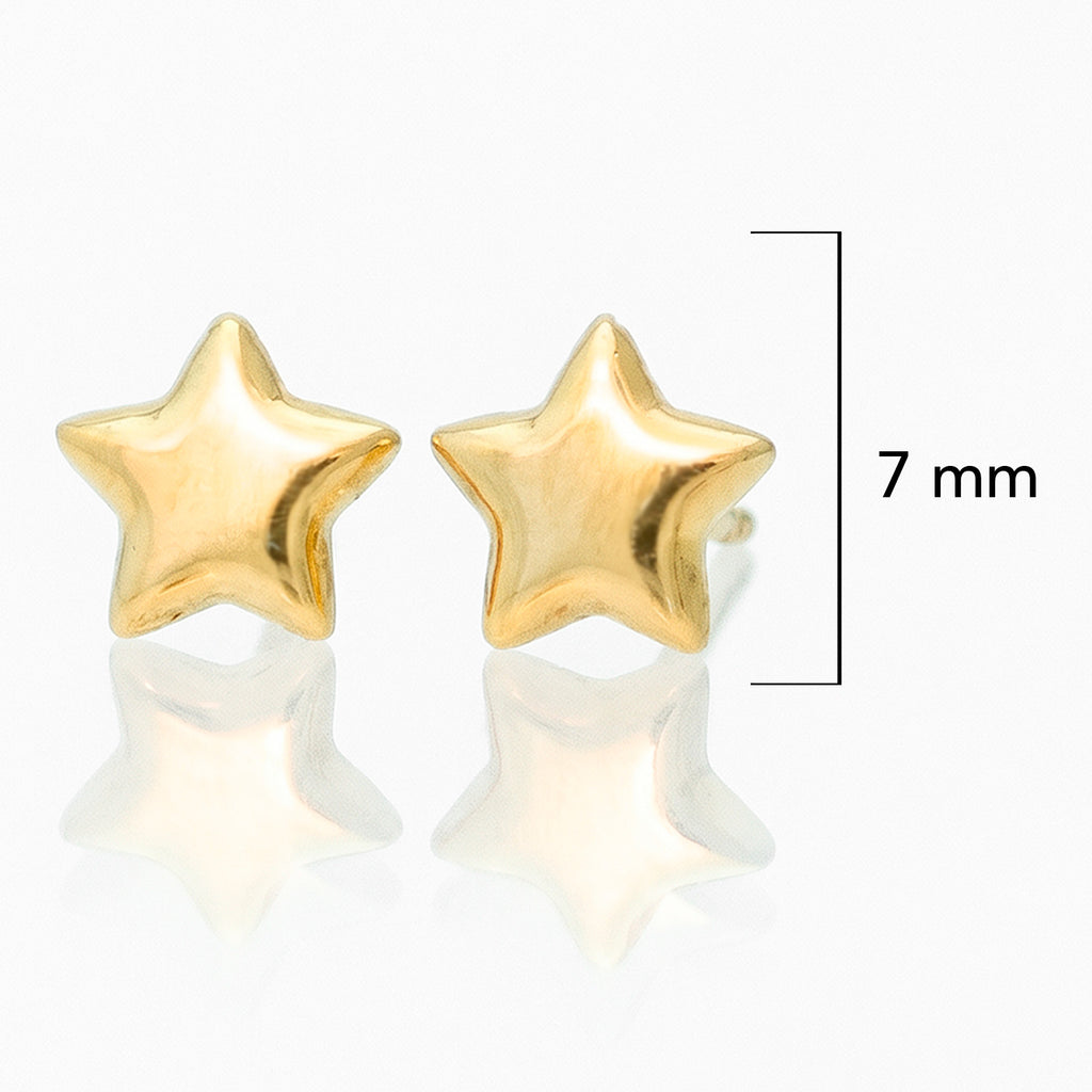 Broquel Arete Estrella Lisa Grande Oro 10k con Bolita