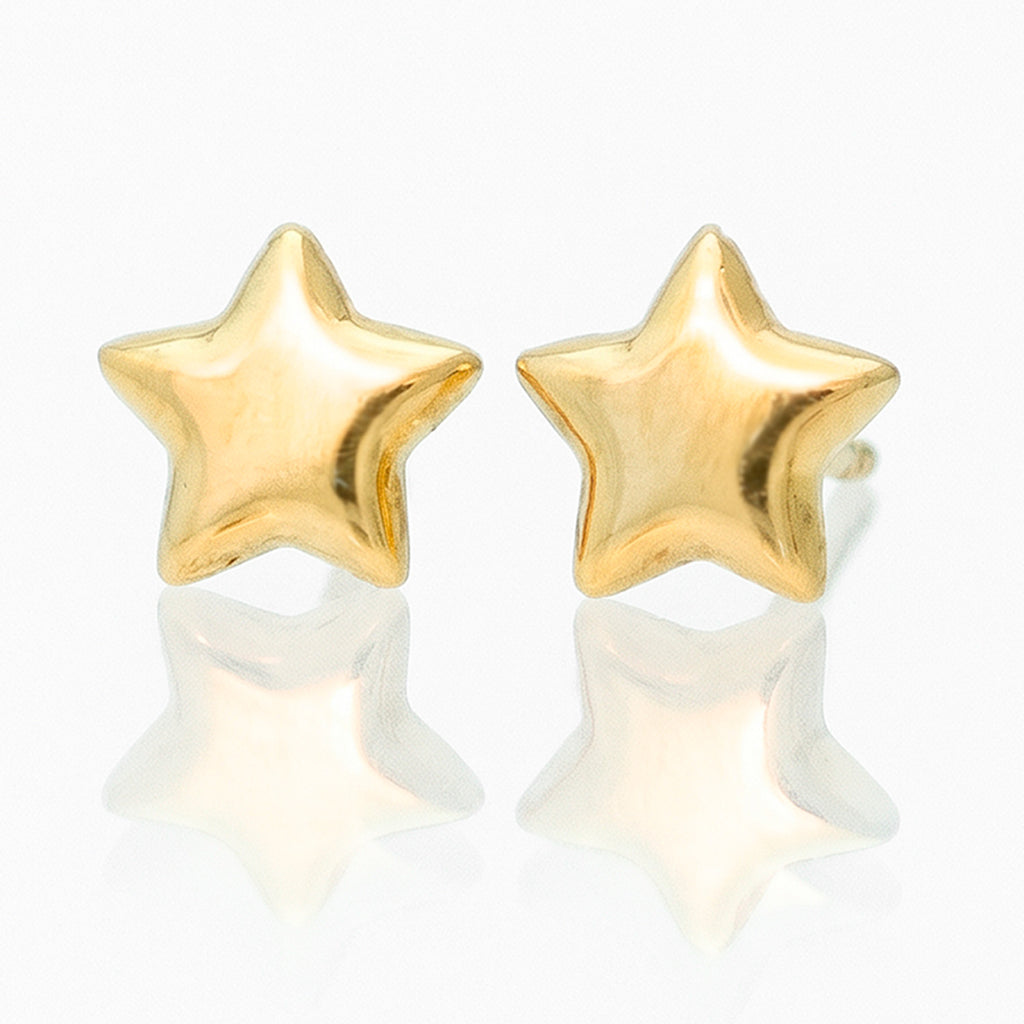 Broquel Arete Estrella Lisa Grande Oro 10k con Bolita