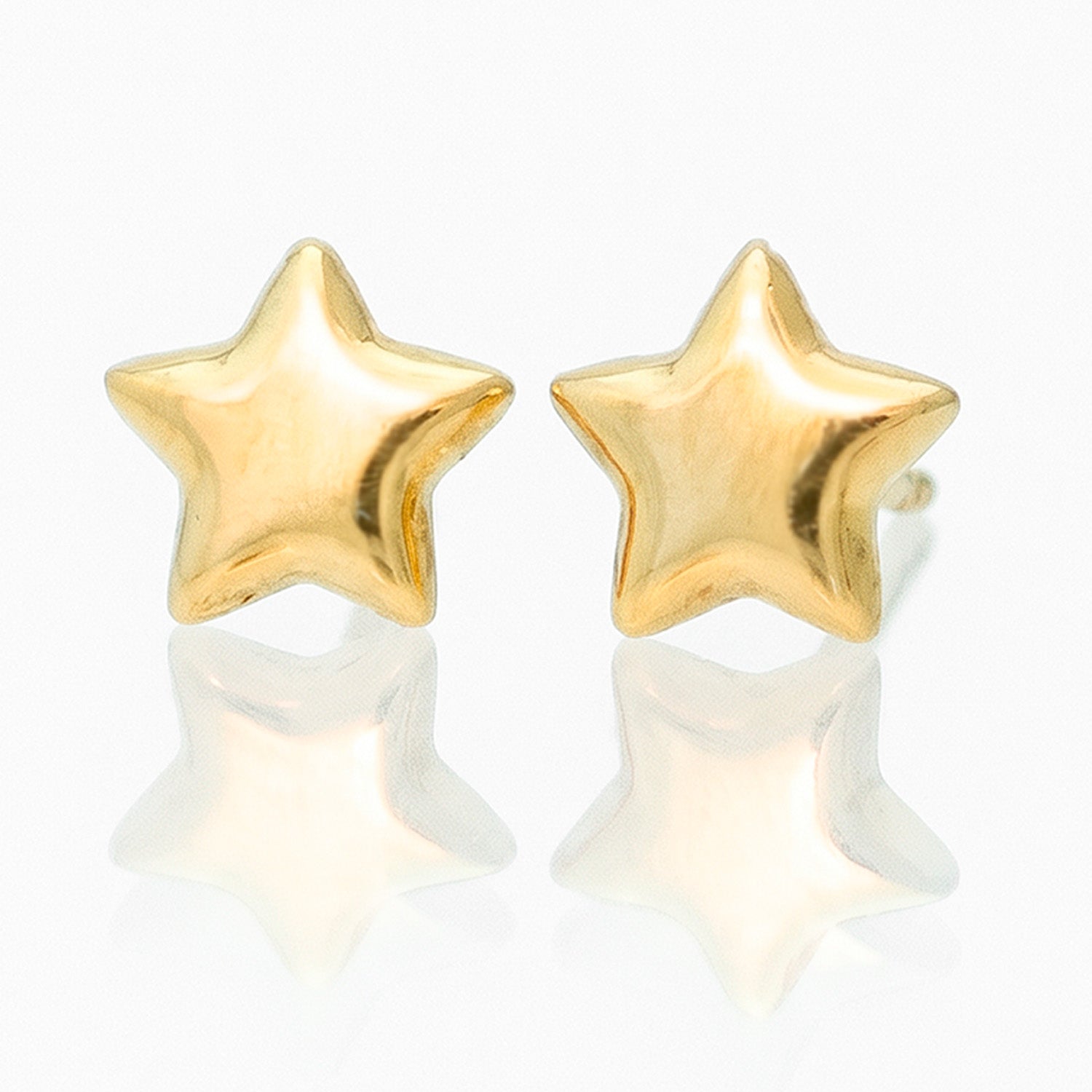 Broquel Arete Estrella Lisa Grande Oro 10k con Bolita