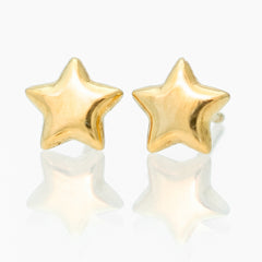 Broquel Arete Estrella Lisa Grande Oro 10k con Bolita