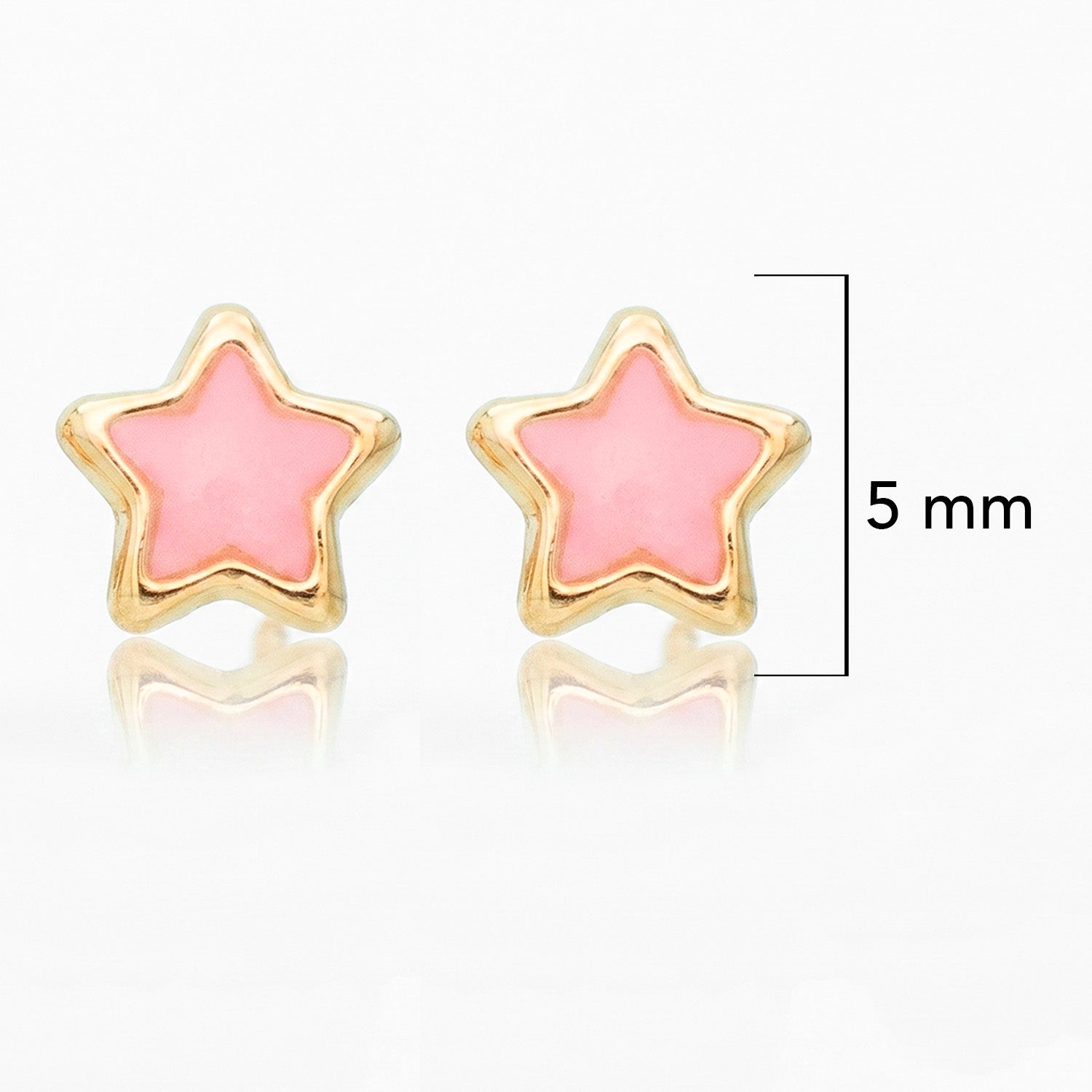Broquel Arete Estrella con Esmalte Rosa Oro 10k con Bolita