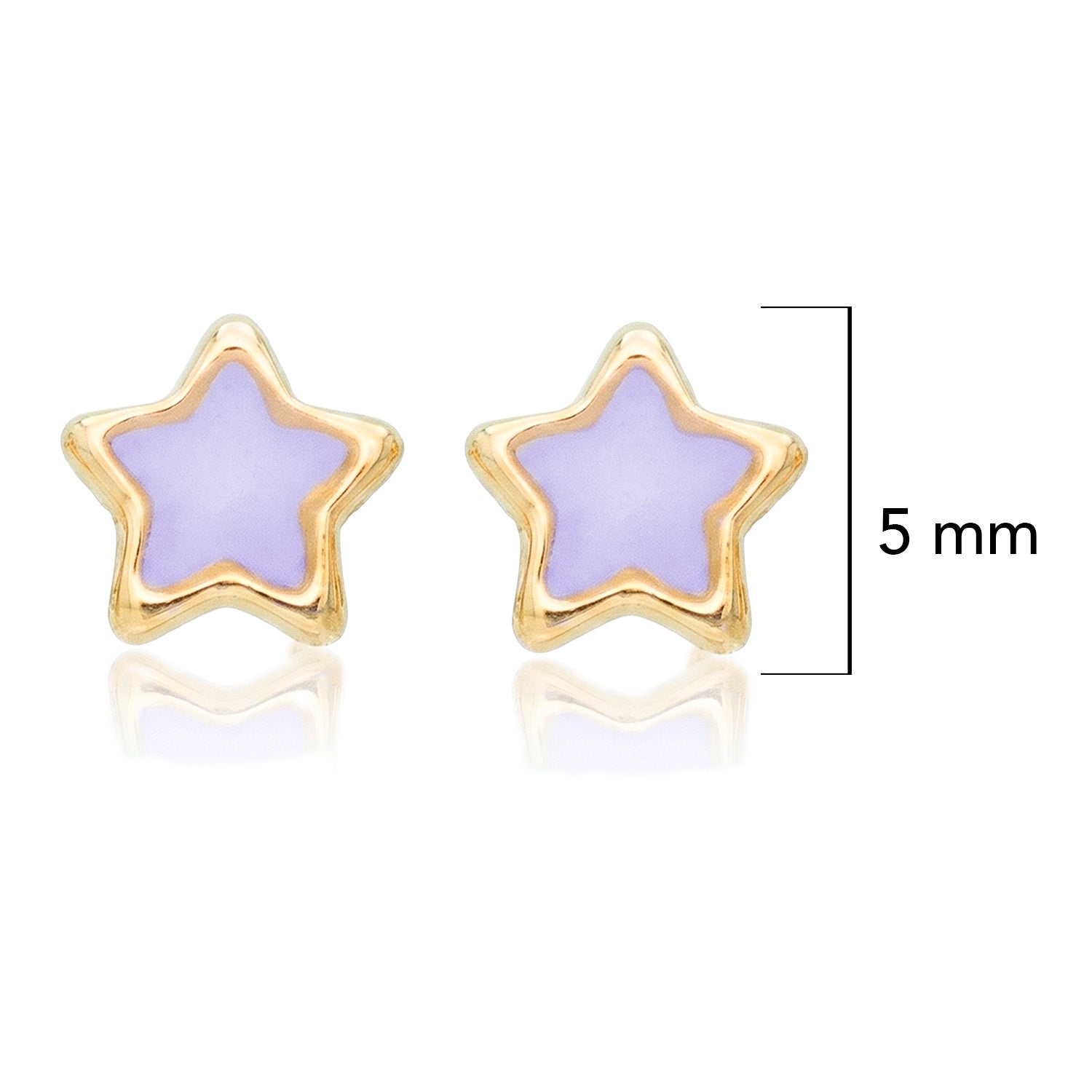 Broquel Arete Estrella con Esmalte Lila Oro 10k con Bolita