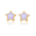 Broquel Arete Estrella con Esmalte Lila Oro 10k con Bolita