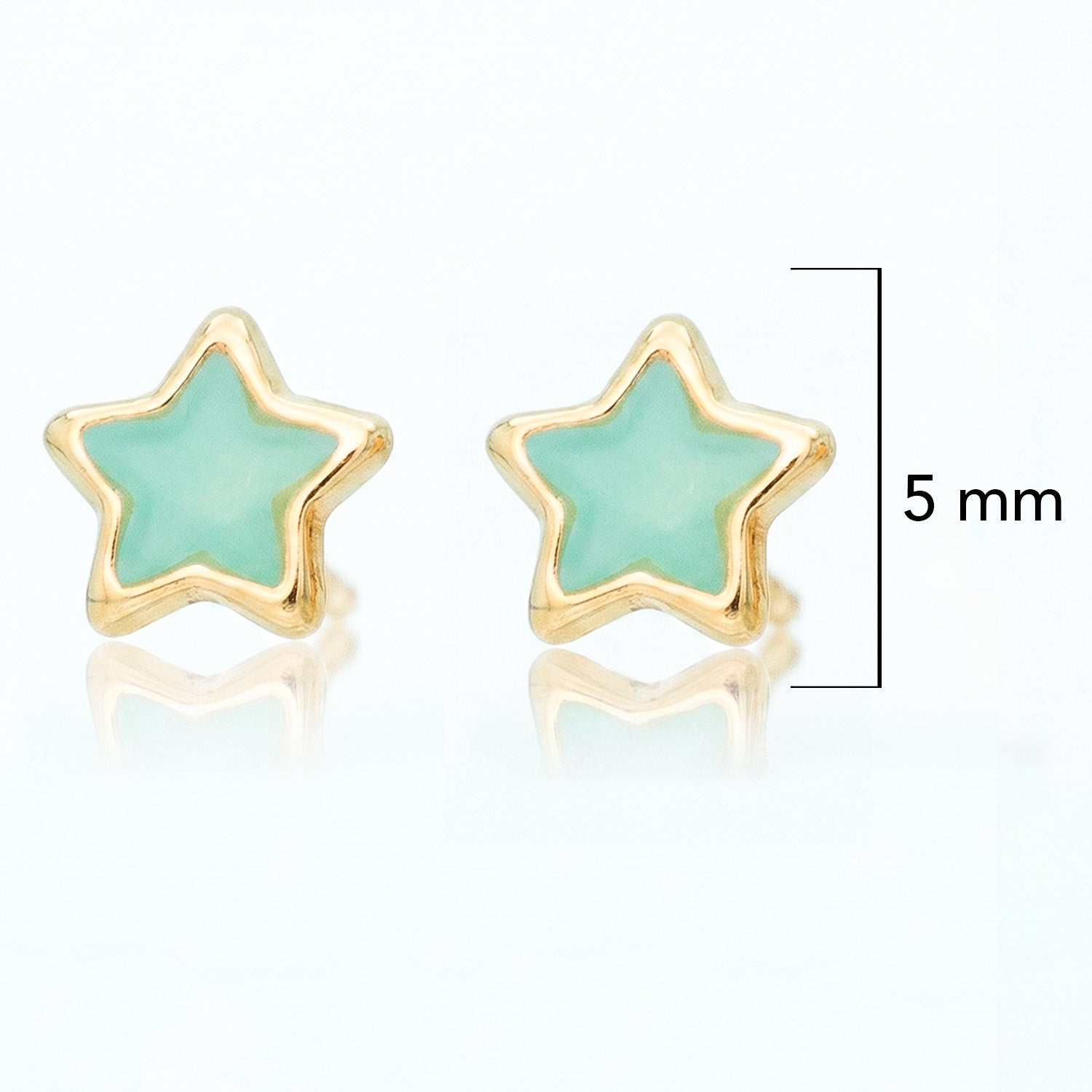 Broquel Arete Estrella con Esmalte Acqua Oro 10k con Bolita