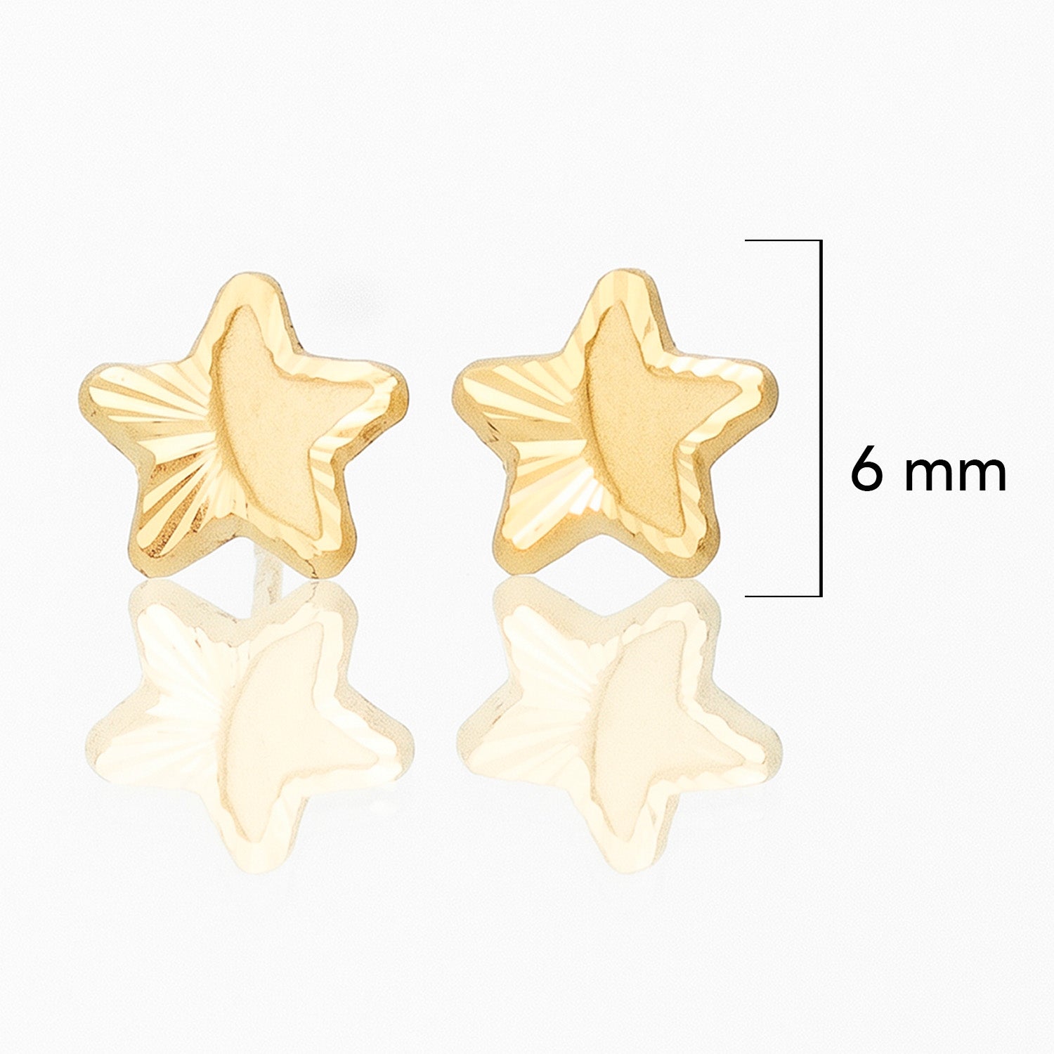 Broquel Arete Estrella Mitad Lisa, Mitad Diamantada Oro 10k con Bolita