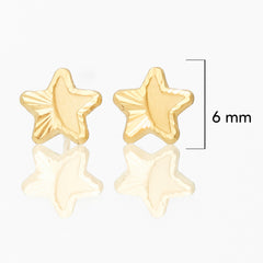 Broquel Arete Estrella Mitad Lisa, Mitad Diamantada Oro 10k con Bolita