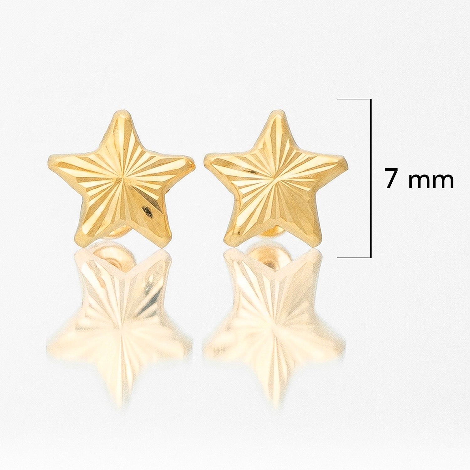 Broquel Arete Estrella Diamantada Oro 10k con Bolita