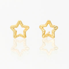 Broquel Arete Estrella Silueta Diamantada Oro 10k con Bolita