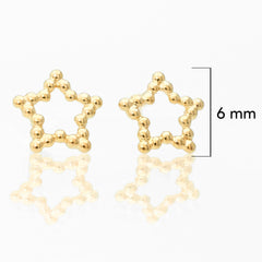 Broquel Arete Estrella Silueta de Bolitas Oro 10k con Bolita